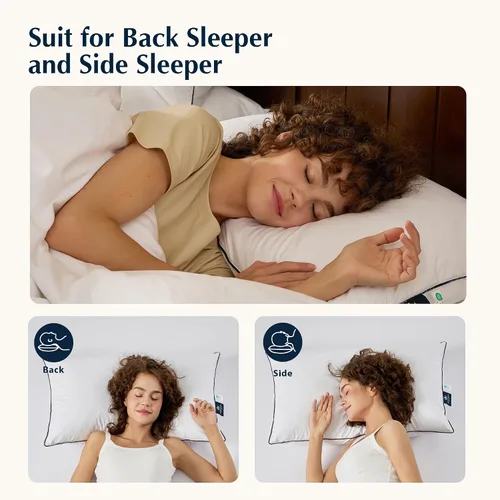 Vista 7 de Almohada de cama Pacific Coast, almohada de plumas y plumón de ganso de lujo para dormir con funda 100% de algodón, soporte medio, tamaño estándar