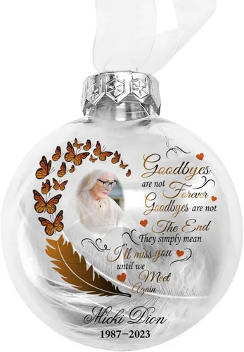 Vista 17 de Adornos de bola personalizados, árbol colgante de bola de fotos personalizada, bolas de decoración de Navidad, bola de adornos rellenables de plumas