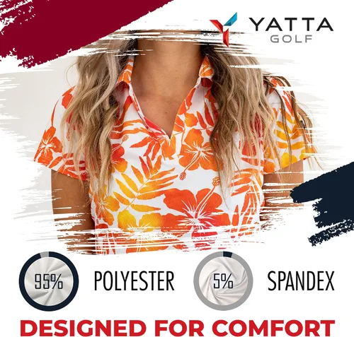 Vista 5 de YATTA GOLF Polo de golf para mujer, resistente a las arrugas, absorbe la humedad y cuello en V para mujer