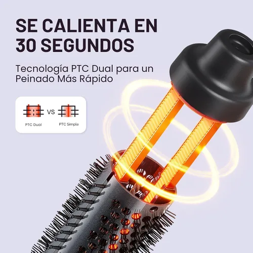 Vista 4 de Wavytalk Cepillo Térmico, Cepillo Redondo Calentado de 1 1/2 Pulgadas con Cabeza Desmontable, Bolsa de Terciopelo y Doble Voltaje para Viajes, Fácil