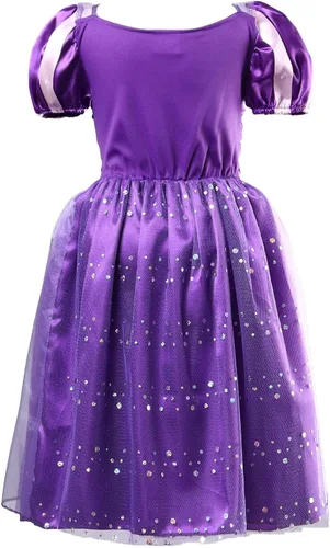 Vista 2 de SAYOO Disfraz de princesa Rapunzel para niñas pequeñas