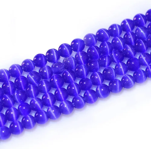 Vista 26 de GEM-Inside - Cuentas sueltas de ojo de gato de 0.236 pulgadas (0.236 in), redondas, de cristal azul ácido, cuentas de energía para fabricación