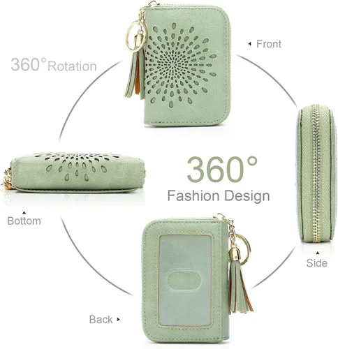 Vista 2 de APHISON RFID - Porta tarjeta de crédito con cremallera carteras pequeñas para mujer en cuero estilo girasol para mujer y niña caja de regalo 1927