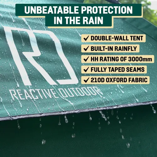 Vista 5 de Reactive Outdoor Tent - 3 Second Tent - 3 Sec Instant Pop Up Tent - Easy and Quick Setup Camping Tent - 1 Person Setup Waterproof Double Layer