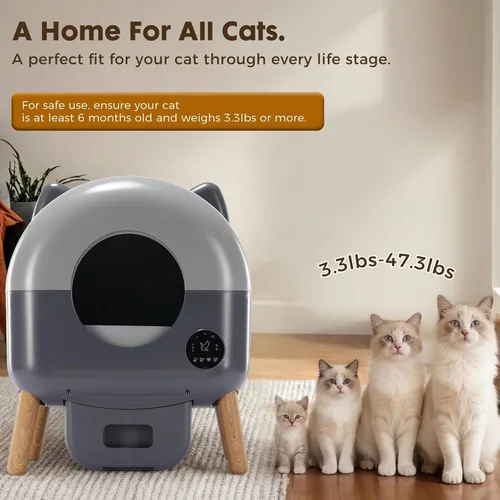 Vista 3 de GTPLAYER Caja de arena autolimpiante, caja de arena automática para gatos, control de aplicación y monitoreo de peso, protección de sensores de 01