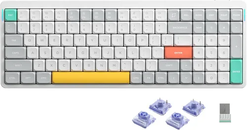 Vista 15 de nuphy Teclado mecánico inalámbrico Air96 V2, teclado retroiluminado RGB de 100 teclas, compatible con Bluetooth 5.1, 2.4G y conexión con cable