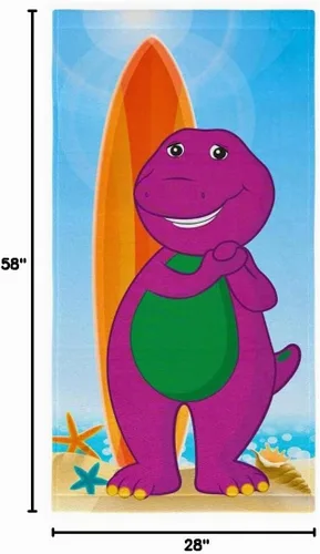 Vista 6 de Barney Classic - Toalla de baño de algodón súper suave para niños, 58 x 28 pulgadas, (producto oficial con licencia) Franco Barney Clásico
