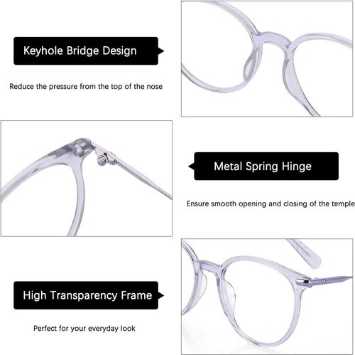 Vista 5 de ZENOTTIC Gafas ópticas redondas con marco transparente, lentes transparentes, lentes sin receta para mujer