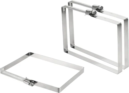 Vista 25 de uxcell 2 abrazaderas de manguera rectangulares de acero inoxidable 304, ajustables de 2 x 2 pulgadas, abrazaderas de tubo de conducto de engranaje