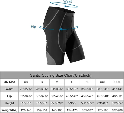 Vista 3 de Santic Pantalones cortos de ciclismo acolchados para hombre, pantalones de ciclismo para ciclismo, ropa de ciclismo