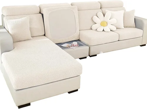 Vista 12 de ele ELEOPTION Fundas de cojín para respaldo de sofá, funda elástica en forma de L, funda seccional para sofá, protector de muebles, forro para sala