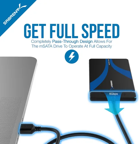 Vista 5 de Sabrent Adaptador de Carcasa de Aluminio mSATA a SATA III de 2.5 Pulgadas (EC-MSSA)