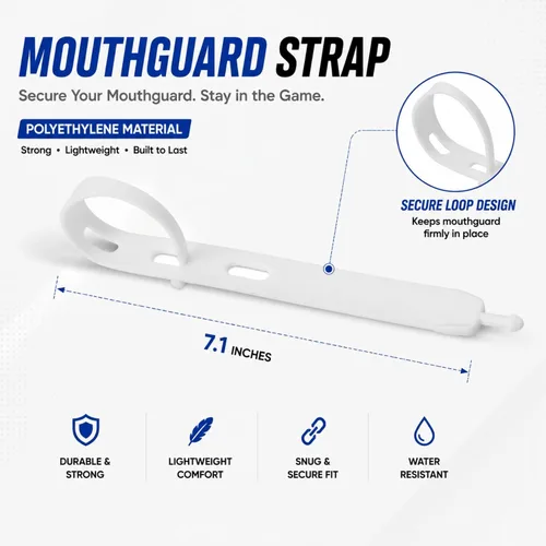 Vista 5 de Protector bucal de fútbol americano con correa, protector bucal transpirable para jóvenes y adultos, protector de dientes y labios
