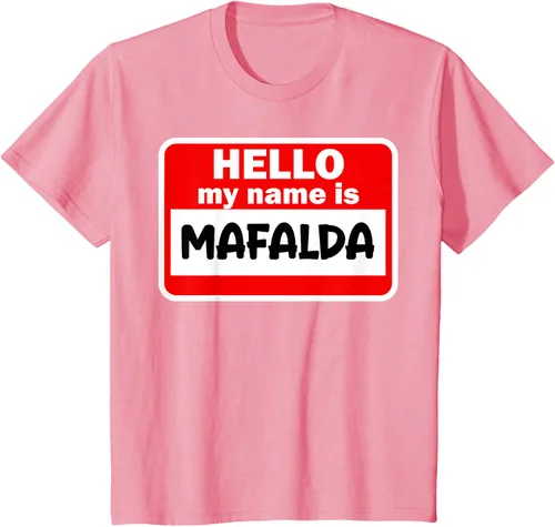 Vista 11 de Mafalda Hello Hi My Name Is Camiseta con nombre en camiseta personalizada, Negro