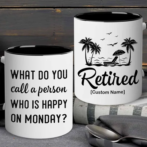Vista 3 de WHIDOBE Regalos de jubilación personalizados para mujeres y hombres, taza de feliz jubilación, regalo de jubilación personalizado, divertidos