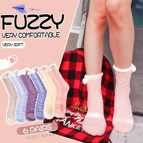 Vista 2 de EBMORE Womens Fuzzy Socks Slipper Fluffy Cozy Comfy Cabin Plush Warm Winter Sleep Home Soft Socks