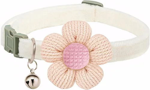 Vista 10 de Collar para perros pequeños con flor, collares para cachorros, collares para perros pequeños con campana, para hembras y machos pequeños