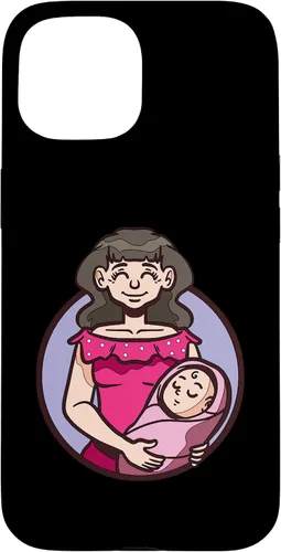 Vista 6 de iPhone XR dibujos animados madre sosteniendo bebé ilustración para niños caso