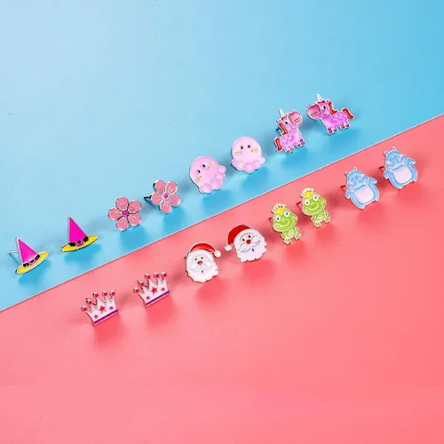Vista 7 de 243033 Pairs Hypoallergenic Earrings for Girls Sensitive Ears Studs Set - Cute Earrings for Teen Girls - CZ Stud Earrings for Little Girls - Animal