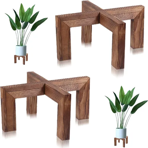 Vista 2 de Soporte para plantas de interior, soporte de madera para macetas, adecuado para macetas de 5 a 12 pulgadas, hogar y jardín (color madera, 1 unidad)