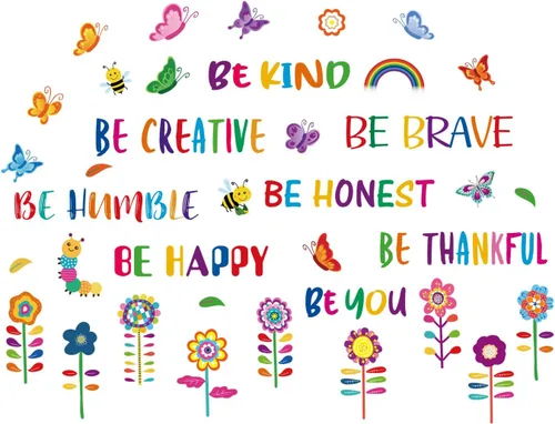 Vista 2 de Calcomanía de pared inspiradora con texto en inglés «Be Kind Be Creative extraíble» con texto en inglés «Be Kind Be Creative» con texto en inglés