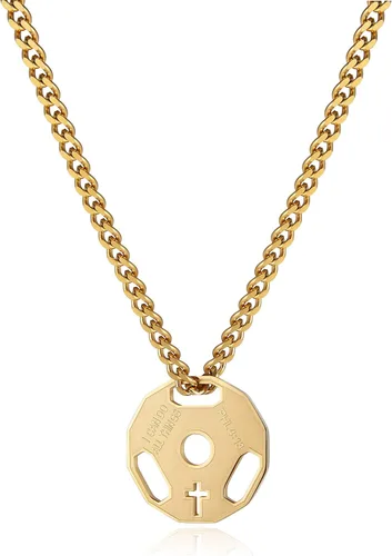 Vista 3 de HZMAN Collar con colgante de cadena de barra de acero inoxidable para hombre