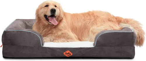 Vista 11 de Laifug Cama ortopédica grande de espuma viscoelástica para perro, sofá para perro con funda de gamuza lavable y extraíble, forro impermeable y parte