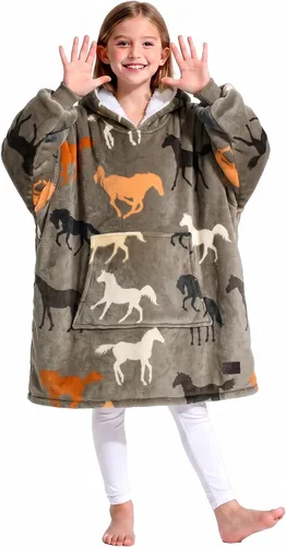 Vista 29 de Catalonia Sudadera tipo manta con capucha para niños, sudadera de sherpa extragrande para adolescentes jóvenes, idea de regalo