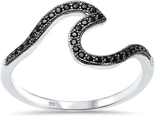 Vista 5 de Oxford Diamond Co . Anillo de plata de ley 925 con diseño de ondas en colores disponibles