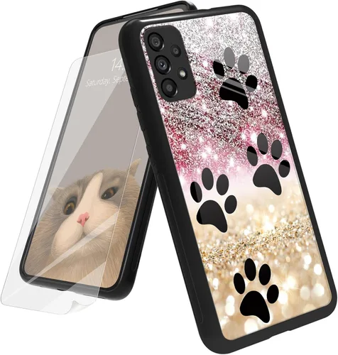 Vista 35 de Funda para Samsung Galaxy A12 5G con protector de pantalla, parte trasera de vidrio templado + TPU de silicona suave que absorbe los golpes