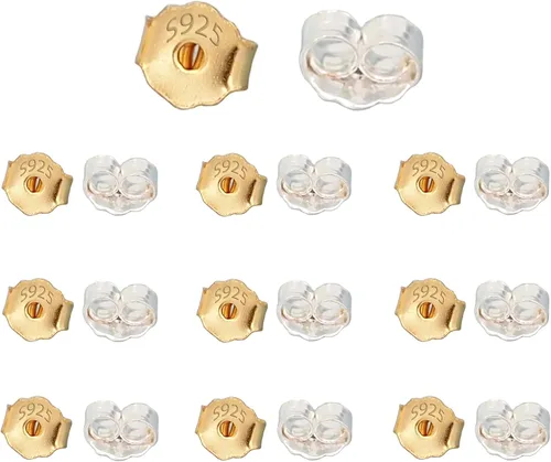 Vista 9 de 20 unidades/10 pares de aretes chapados en oro de 18 quilates para tachuelas, de plata de ley 925, no se decolora, seguro, hipoalergénico seguro