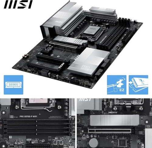 Vista 5 de Micro Center AMD Ryzen 7 9800X3D Processor with MSI PRO X870E-P Motherboard Combo de placa base de CPU, listo para AI, AM5, PCIe 5.0, DDR5, M.2 AMD