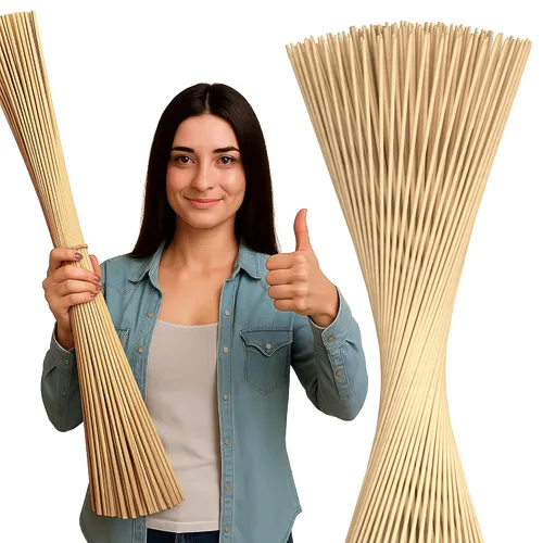 Vista 10 de Juego de 120 brochetas descartables de bambú extragrandes Marshmallow Smores Roasting Sticks, Tapered Tips, for Grilling Meat, Vegetables, Kabobs
