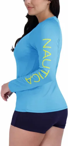 Vista 2 de Nautica Camiseta de natación de manga larga UPF 30+ para mujer, Azulclaro