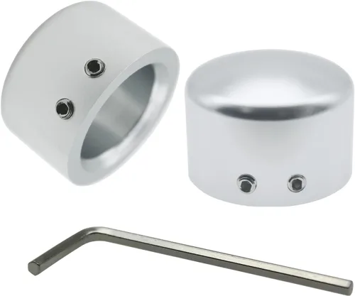 Vista 7 de Tapa de tuerca de eje delantero Tapones de eje para Harley Softail Electra Road Glide Sportster (negro)