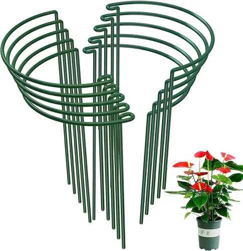 Vista 7 de Estaca de soporte para plantas de serpiente, estaca y soporte de peonía semicircular, jaula de soporte de hortensias resistente, anillo de soporte