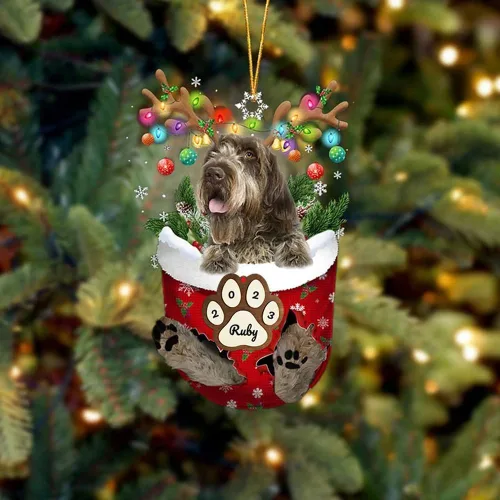Vista 231 de Adornos personalizados de Pug cervatillo – Decoración personalizada para árbol de Navidad con patas de bolsillo de nieve
