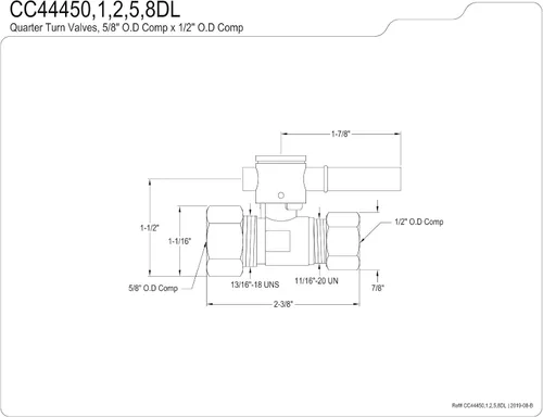 Vista 2 de Kingston Brass Elements of Design CC44458DL Concord - Válvula de parada recta de 1/2 pulgada IPS x 1/2 pulgada OD Comp de 5/8 pulgadas, níquel