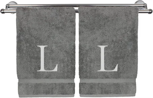 Vista 76 de Toalla de mano monogramada, regalo personalizado, juego de 2 - Toalla bordada con letra de bloque dorada - Extra absorbente 100% algodón turco