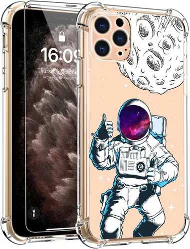 Vista 14 de LUXVEER Funda para iPhone 11 Pro con protector de pantalla, elegante diseño floral en TPU suave transparente, ajuste delgado, funda protectora