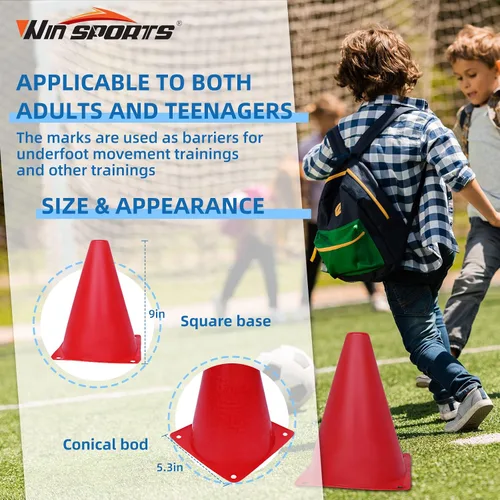 Vista 5 de Win SPORTS Juego de conos de tráfico de plástico para entrenamiento, conos de agilidad para interiores y exteriores y eventos festivos