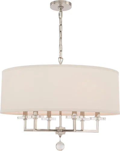 Vista 7 de Crystorama Paxton - Candelabro de latón envejecido con 6 luces, lámpara de techo para pasillo, sala de estar, vestíbulo, casa de campo, lámpara