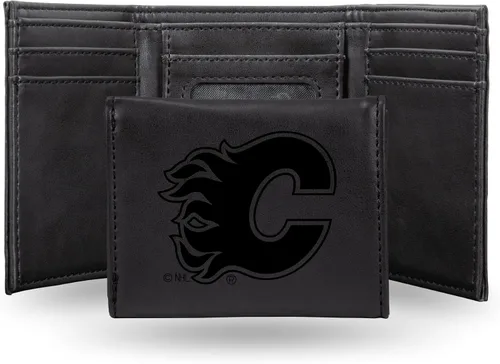 Vista 17 de NHL Rico Industries - Billetera triple grabada con láser y tres pliegues, accesorio para hombre