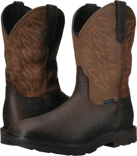 Vista 7 de ARIAT Botas de trabajo impermeables con punta cuadrada ancha para hombre, botas de cuero