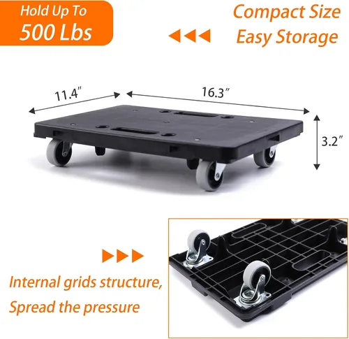 Vista 2 de LOYAL TIGER Moving Furniture Dolly 2-Pack, Connectable 500lbs Flat Cart