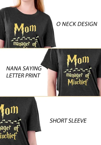 Vista 5 de Camiseta divertida para mujer con diseño de gerente de travesuras, camisa fantástica para mamá, camisa mágica de mago, para el día de la madre