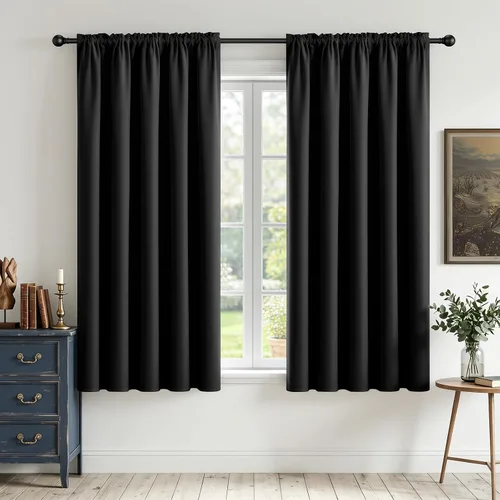 Vista 50 de CUCRAF - Cortinas opacas beige de 45 pulgadas, juego de 2 paneles con bolsillo para barra, cortinas para oscurecer dormitorios y sala de estar