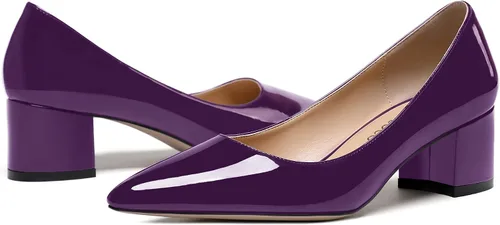 Vista 6 de MODENCOCO Zapatos de tacón bajo gruesos y gruesos para mujer, con puntera puntiaguda, de 2 pulgadas