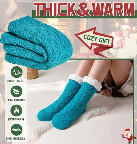 Vista 4 de DoSmart - Calcetines térmicos de invierno para mujer, felpa, cálidos, diseño de copo de nieve