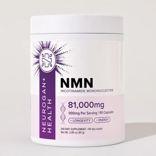 Vista 2 de Neurogan Suplemento beta NMN (β-NMN) – 900 mg por porción, 99.6% de pureza – Precursor de NAD+ para energía celular y vitalidad – 90 cápsulas